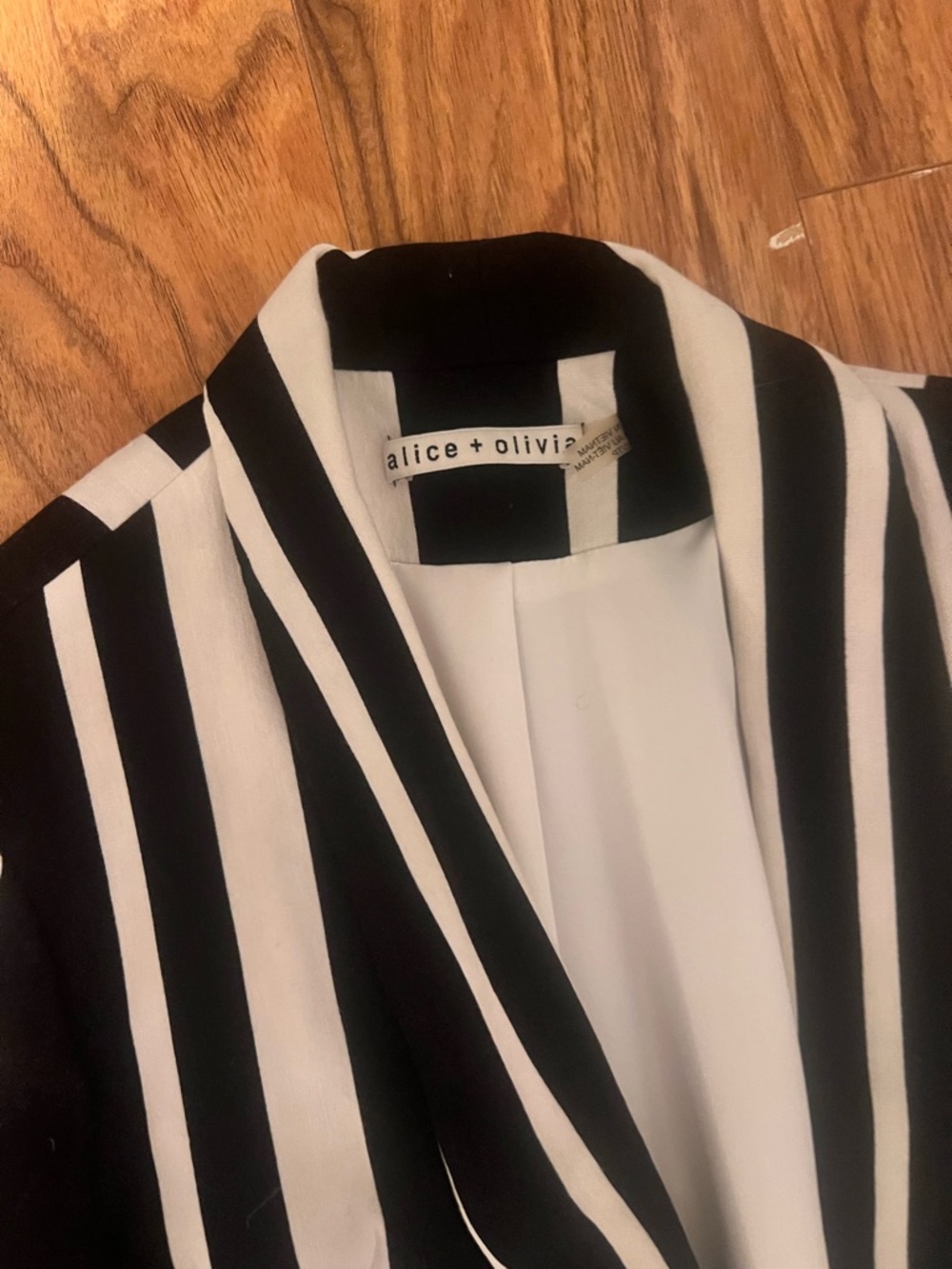 Alice + Olivia Black and White Striped Blazer